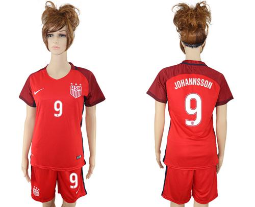 Women's USA #9 Johannsson Away Soccer Country Jersey - Click Image to Close